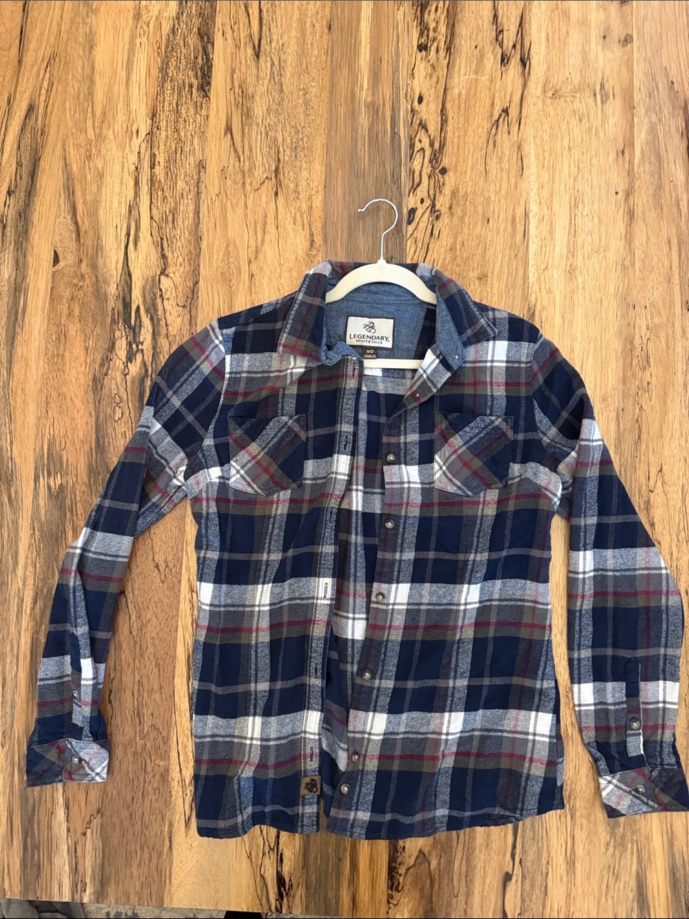 Legendary Whitetails Navy Blue Gray Plaid Flannel Shirt